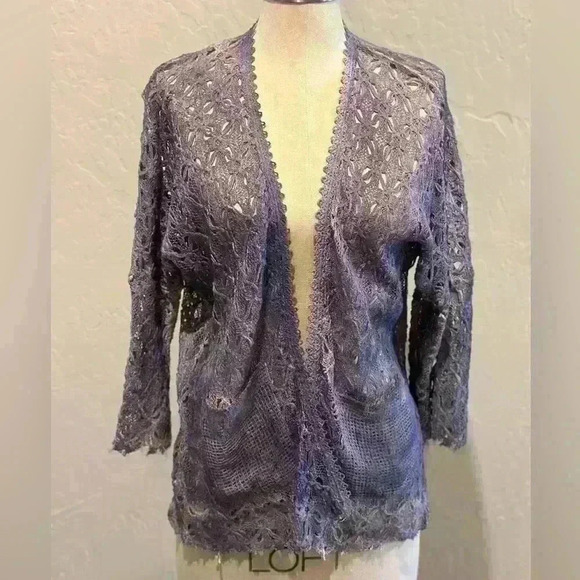 Aratta Silent Journey by Anthropologie Kimono Crotchet with Floral Detail Size M - Picture 7 of 7